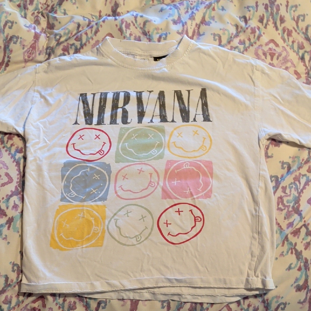 Girls NIRVANA White Smiley Tee